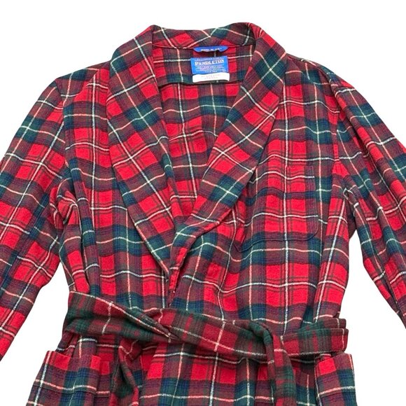 Vintage 1980s Pendleton Red Green Plaid Wool Robe USA - Picture 3 of 9